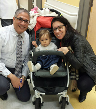 Marina and her mom, Silvana, visit Dr. Emil a year after her surgery.