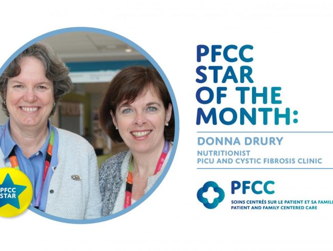 PFCC Star of the month: Donna Drury, Nutritionist, PICU and Cystic Fibrosis Clinic