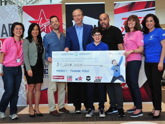 The Caring for Kids Radiothon, aired on CJAD 800, 96 Virgin Radio, CHOM 97 7 and TSN Radio 690, raises $1,208,000 for the Children’s young patients